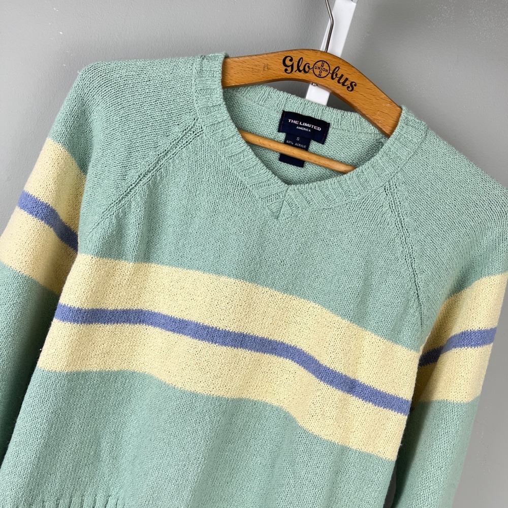 The‎ Limited America Sweater Womens S Pastel Stripe Vintage Y2K Cotton Blend